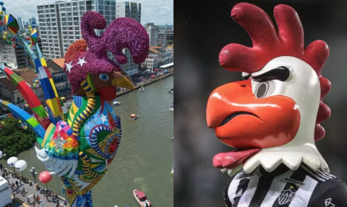 Galo da Madrugada e mascote do Atlético-MG